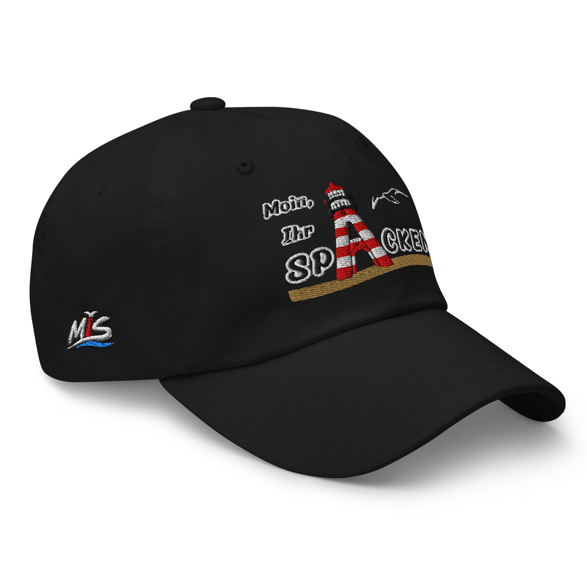 Dad hat "Moin Ihr Spacken" Dunkel gestickt