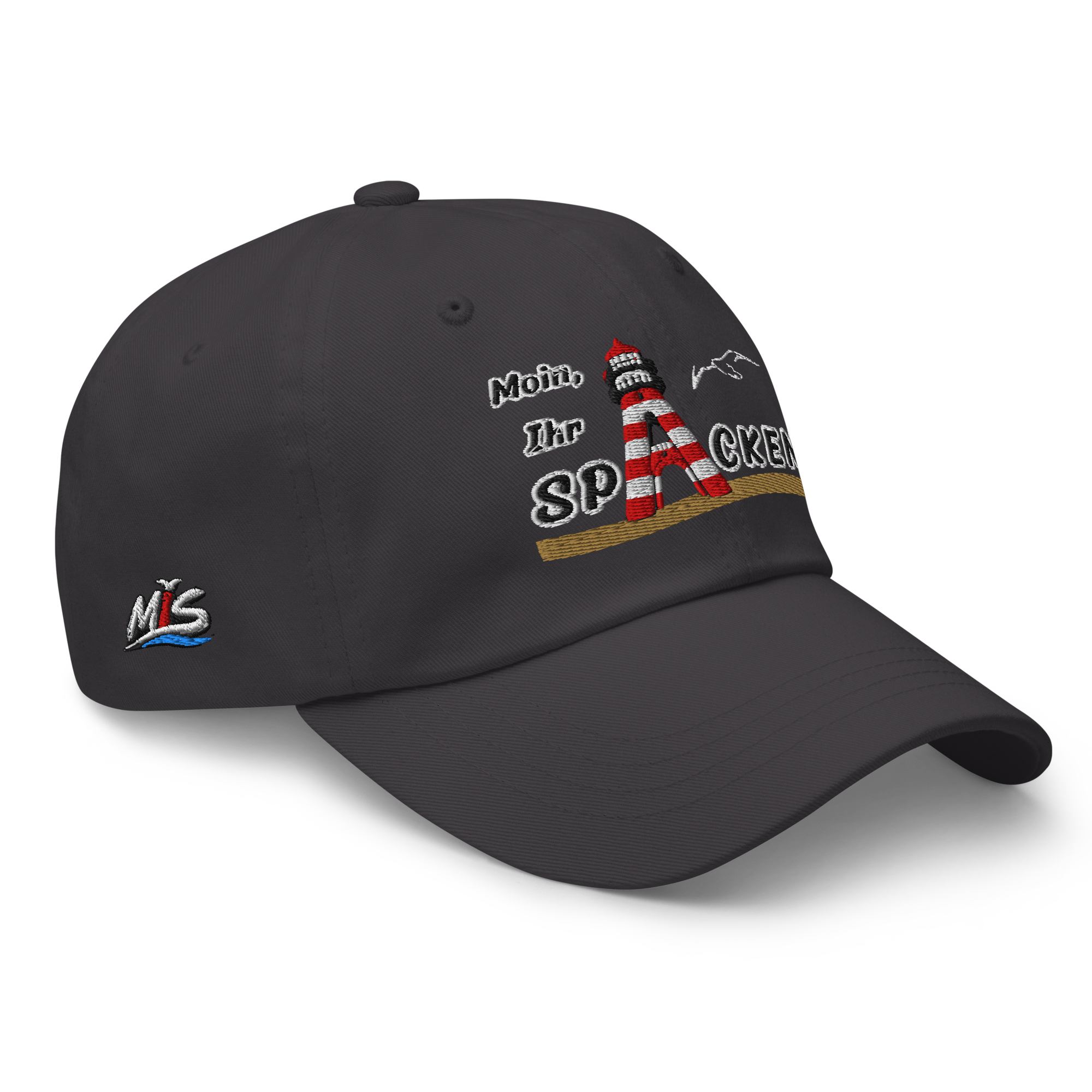 Dad hat "Moin Ihr Spacken" Dunkel gestickt