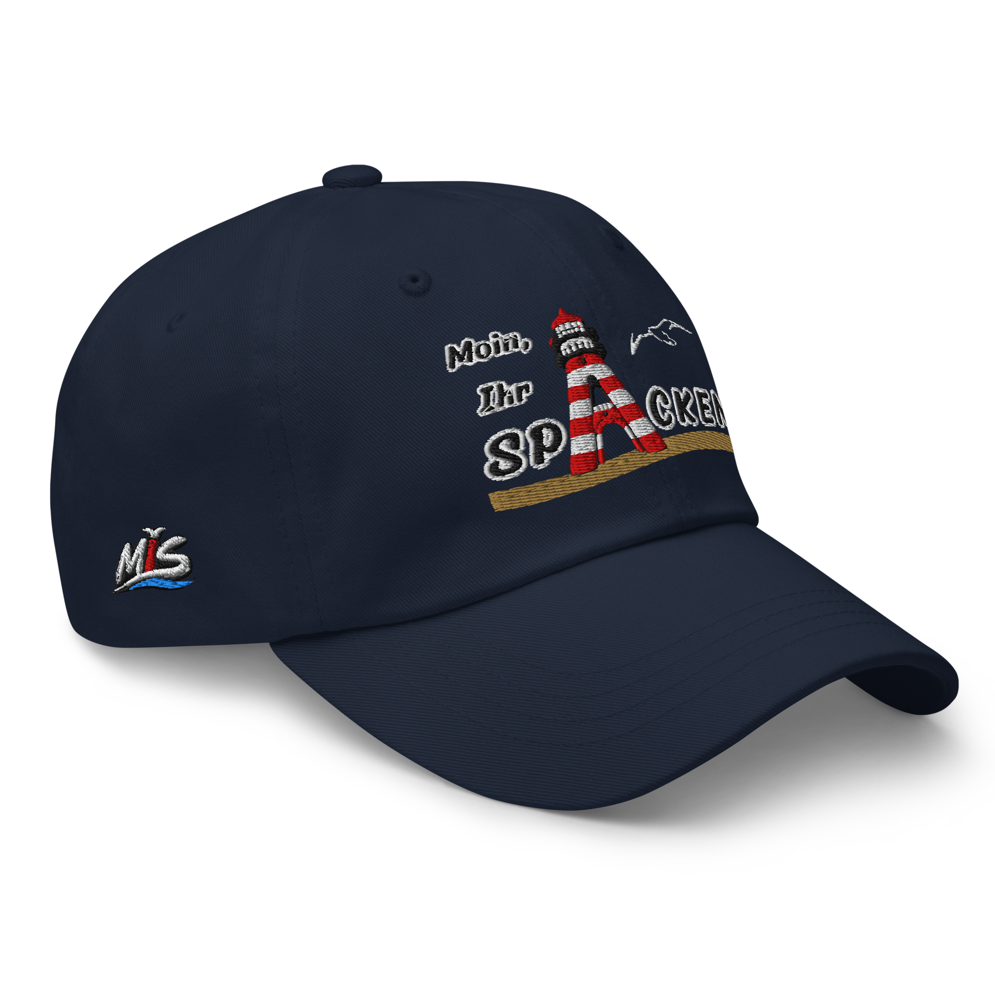 Dad hat "Moin Ihr Spacken" Dunkel gestickt