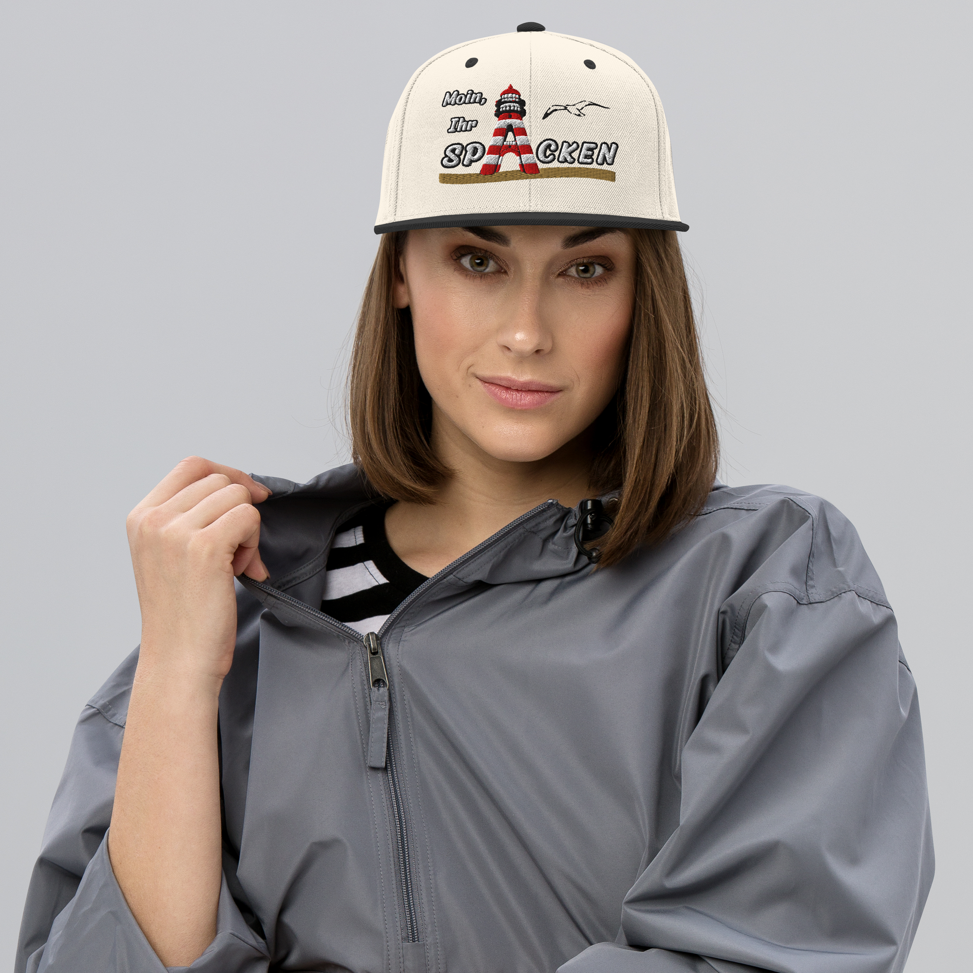 Snapback "Moin Ihr Spacken" DUNKEL gestickt