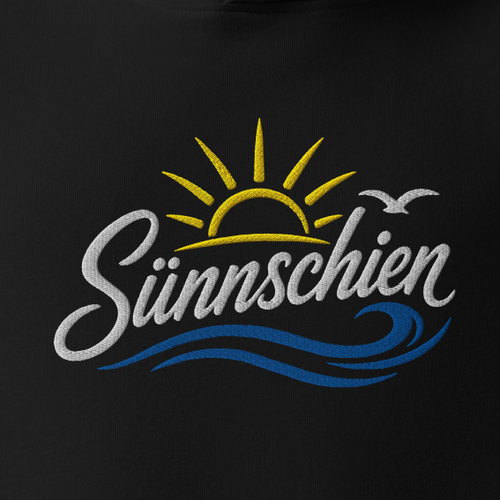 Detailansicht der Stickerei auf schwarzem Hoodie