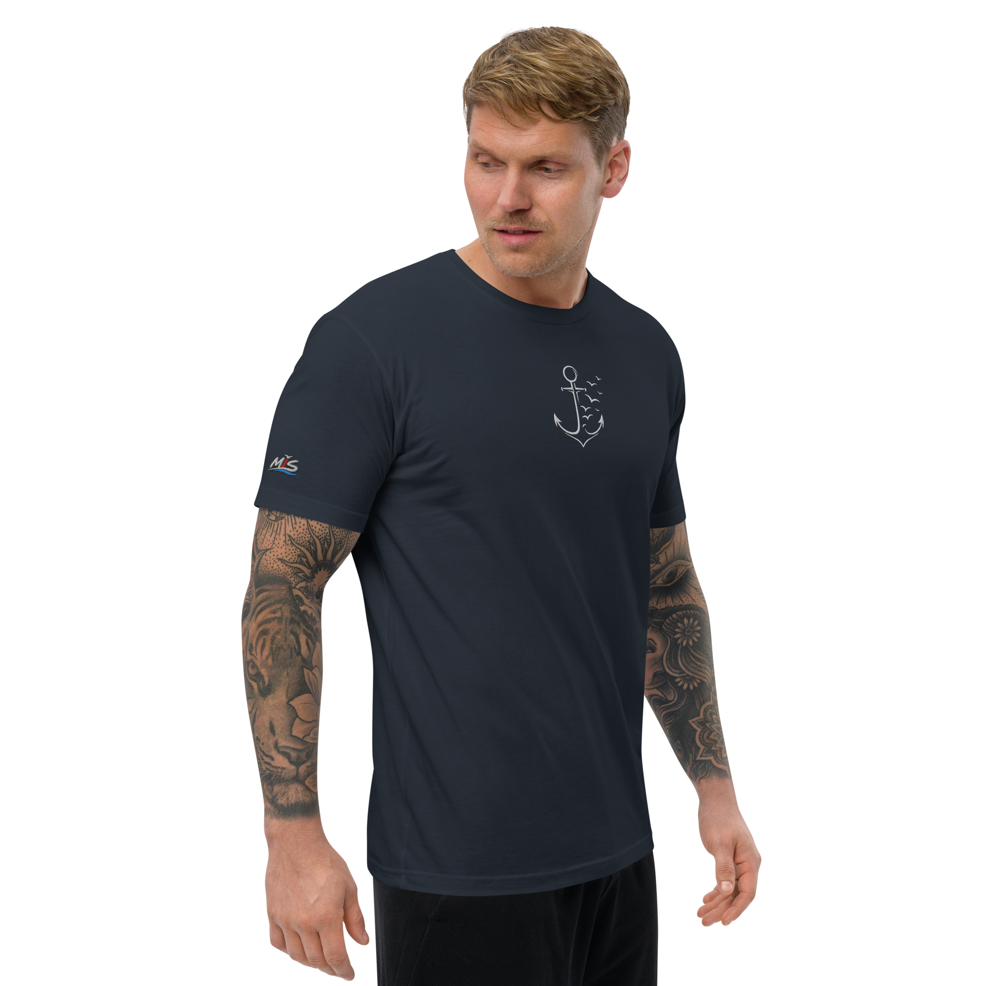 Men´s T-shirt enganliegend "Möwenanker" gestickt