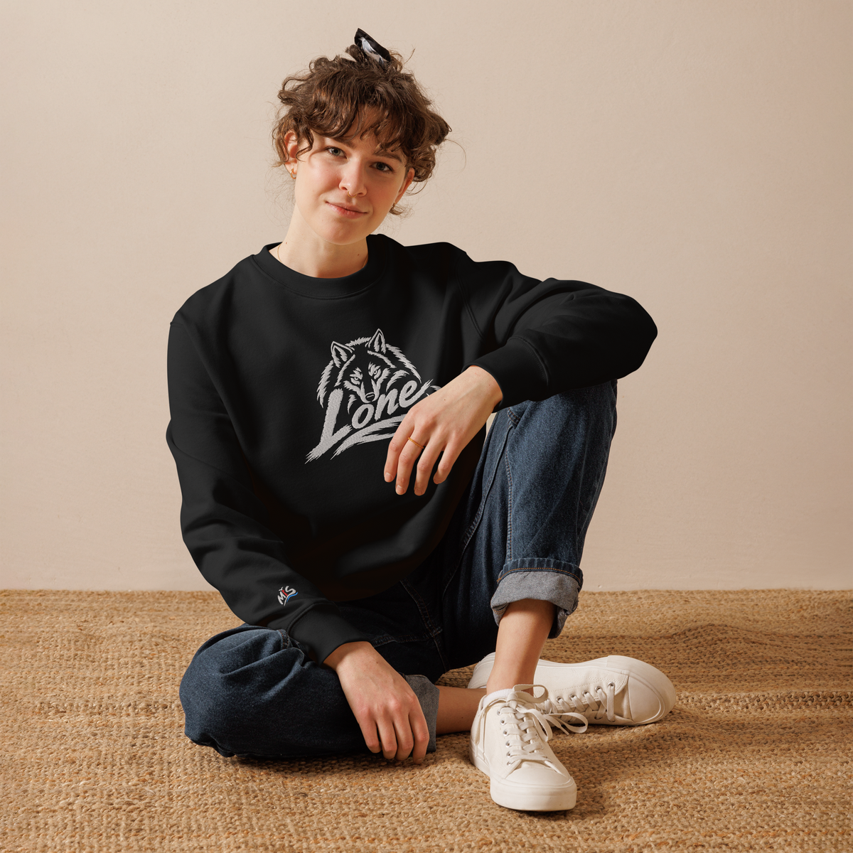 Sweatshirt Danger "Wolf- lone" – Schwarz – Vorderansicht