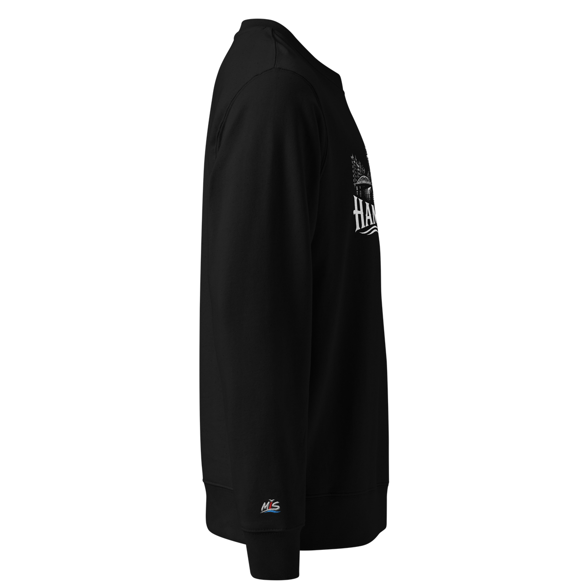 Sweatshirt Hamburg-Kollektion "Hamburg Speicherstadt" – Schwarz – rechte Seitenansicht