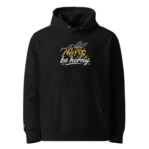 Hoodie Danger "Hornisse- be horny" – Schwarz – Vorderansicht