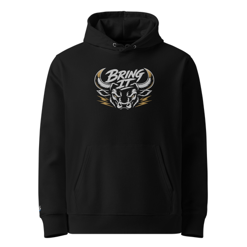 Hoodie Danger "Stier- bring it" – Schwarz – Vorderansicht