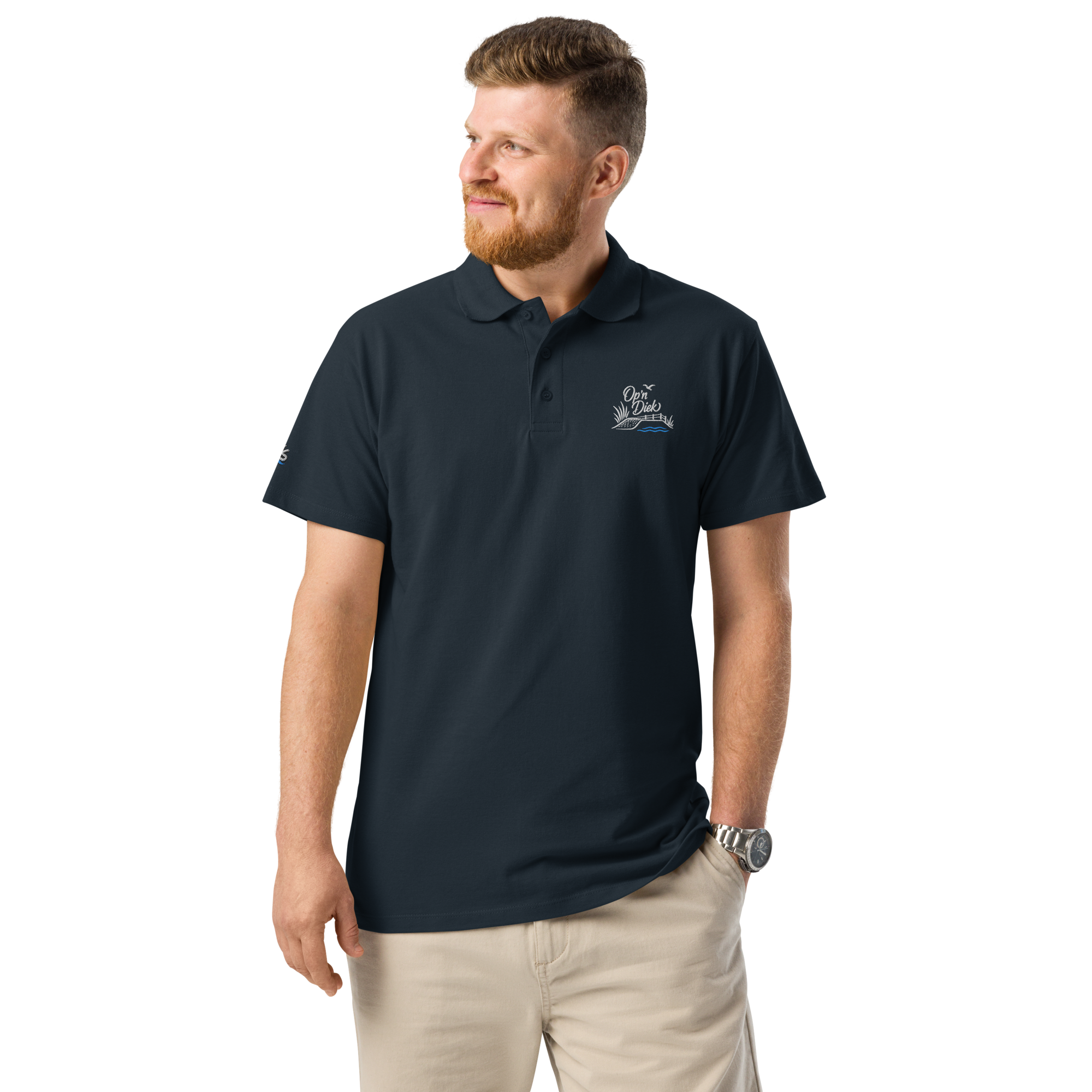 Men´s polo shirt "Op´n Diek" gestickt