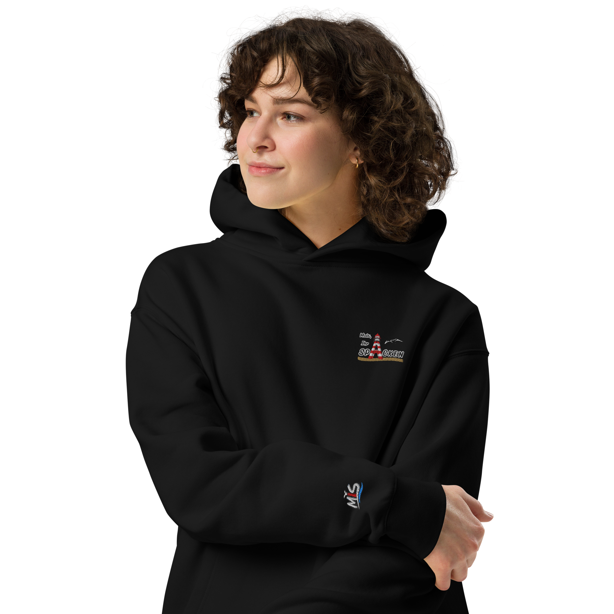 Hoodie "Moin Ihr Spacken" Hell gestickt