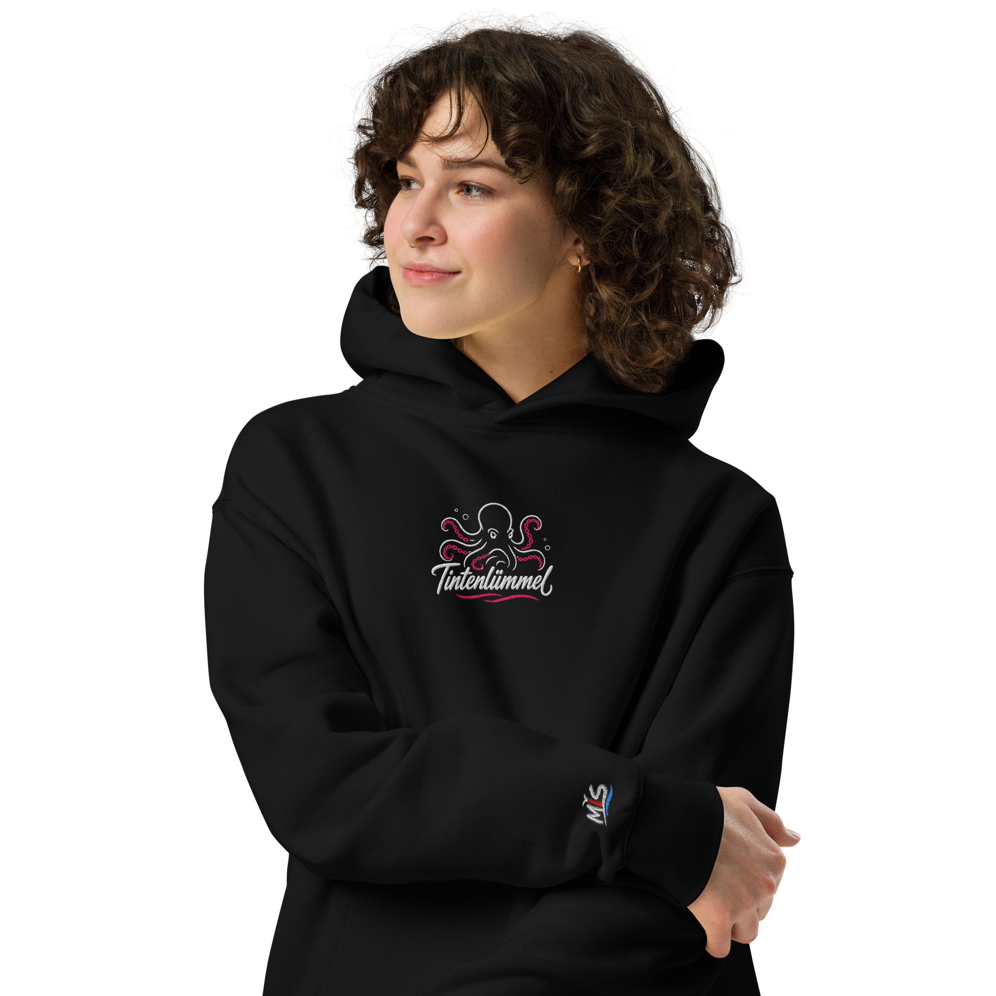 Hoodie "Tintenlümmel pink" gestickt