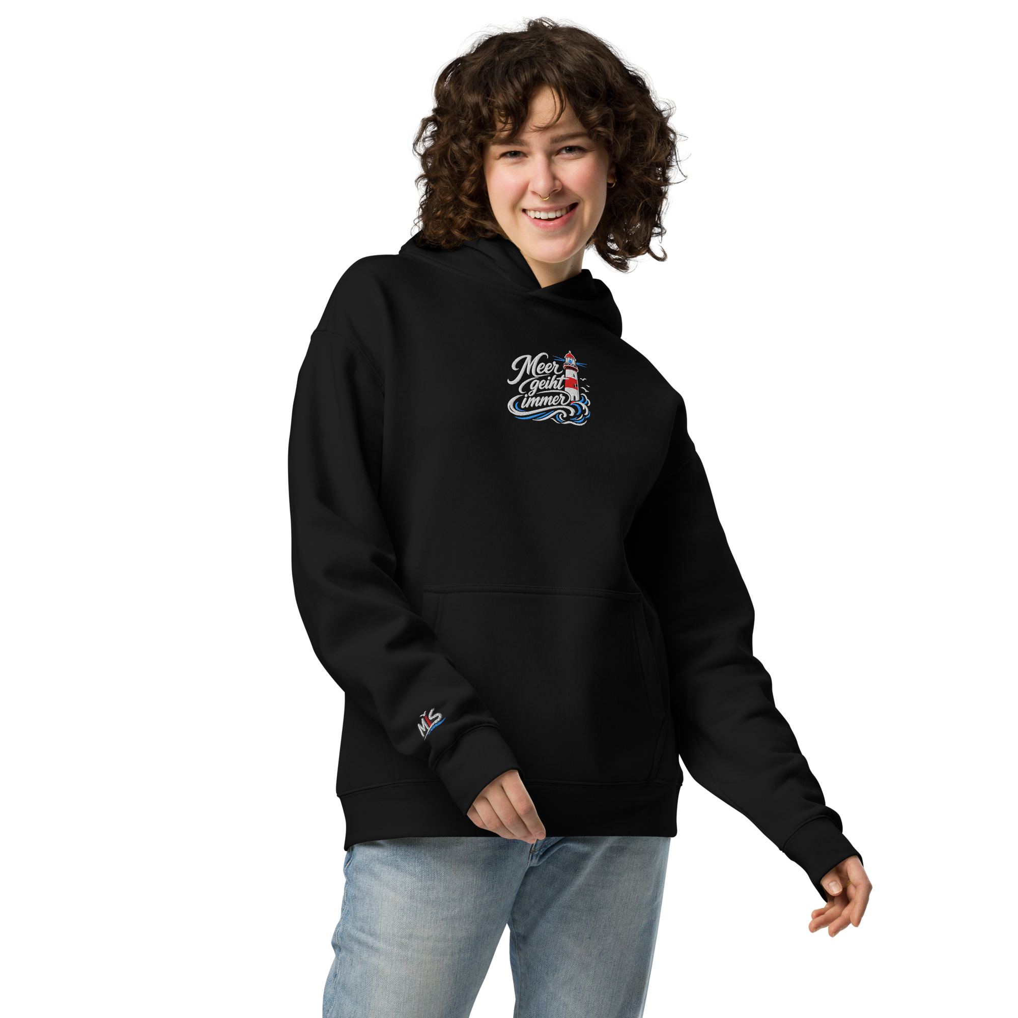 Hoodie "Meer geiht immer" hell gestickt