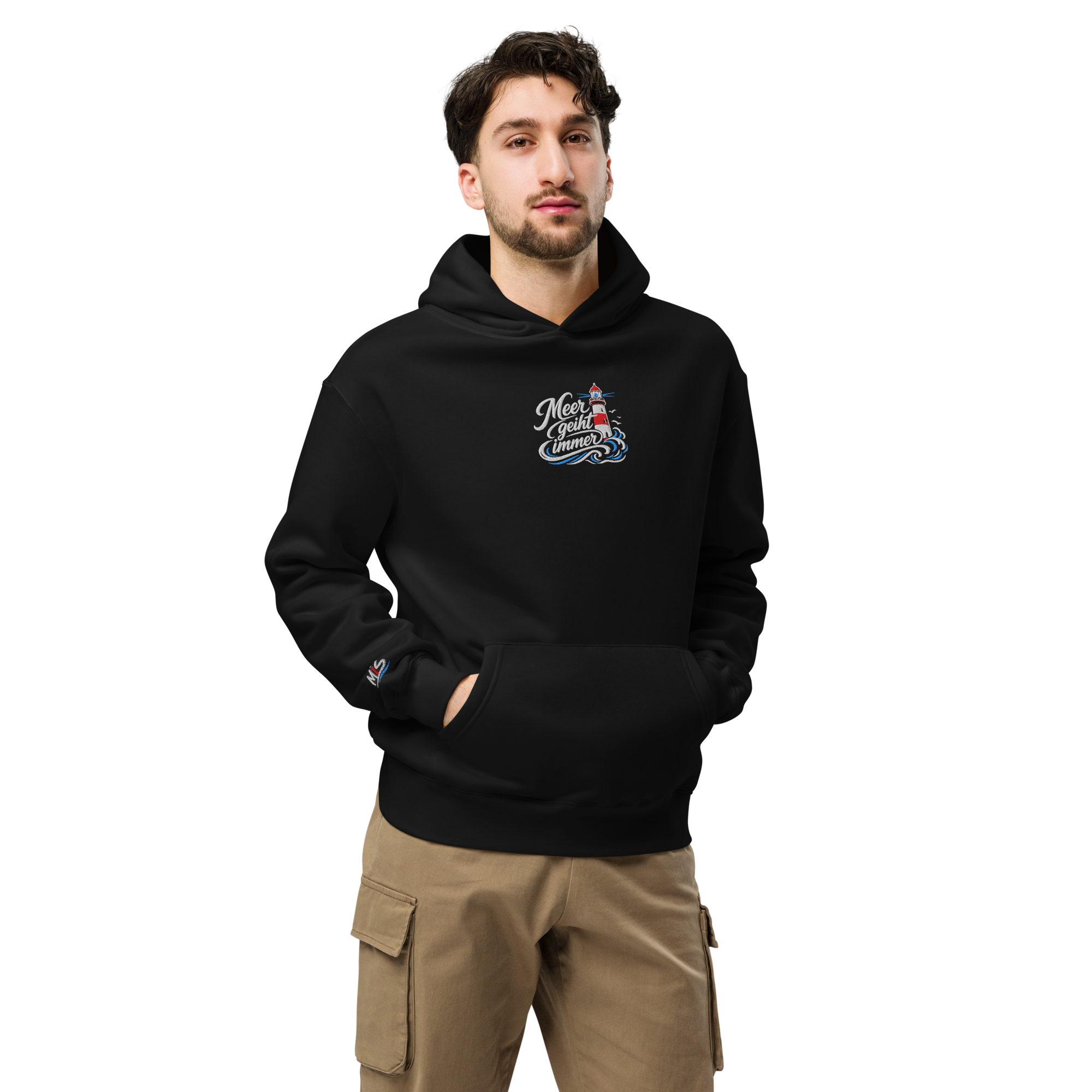 Hoodie "Meer geiht immer" hell gestickt