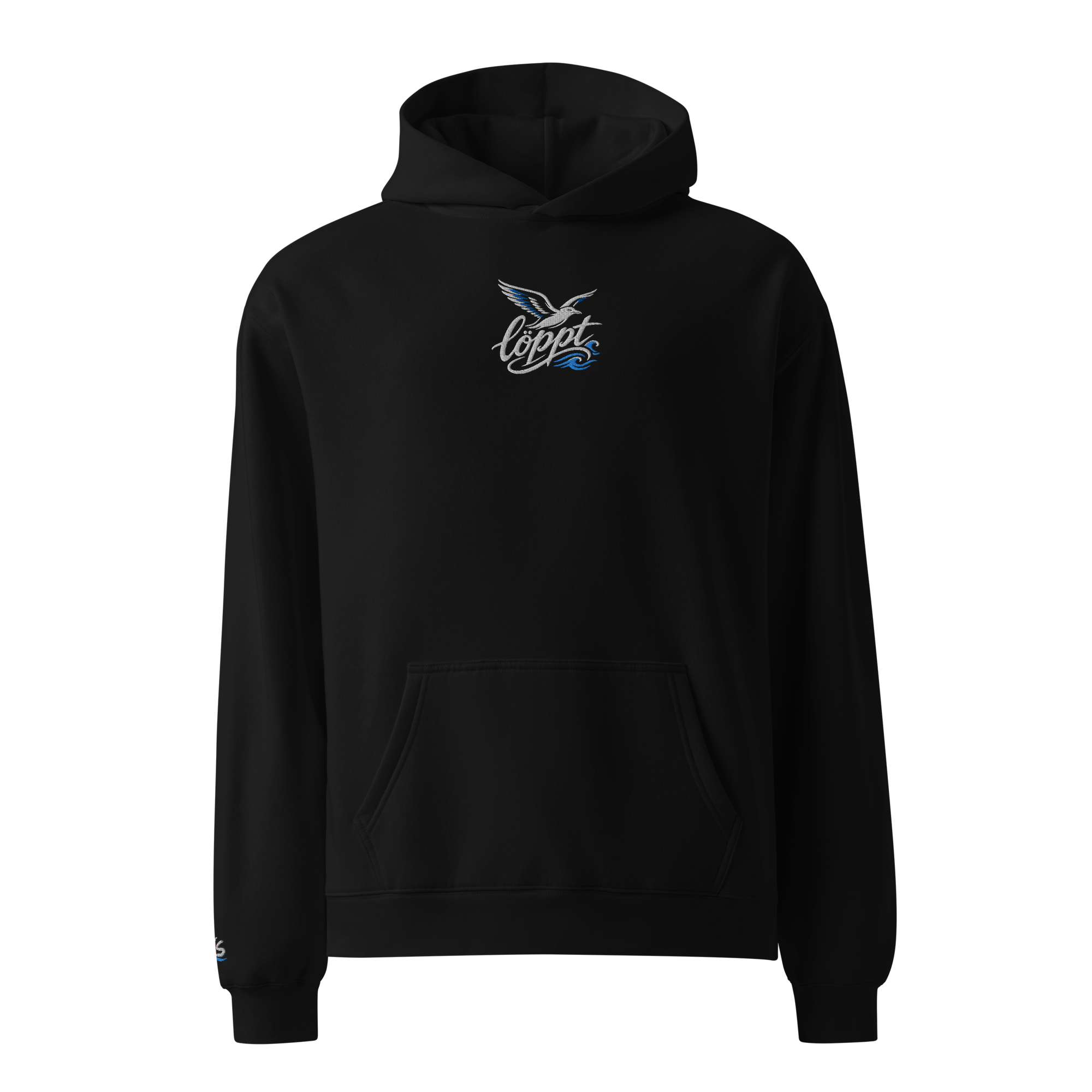 Hoodie "löppt" dunkel gestickt