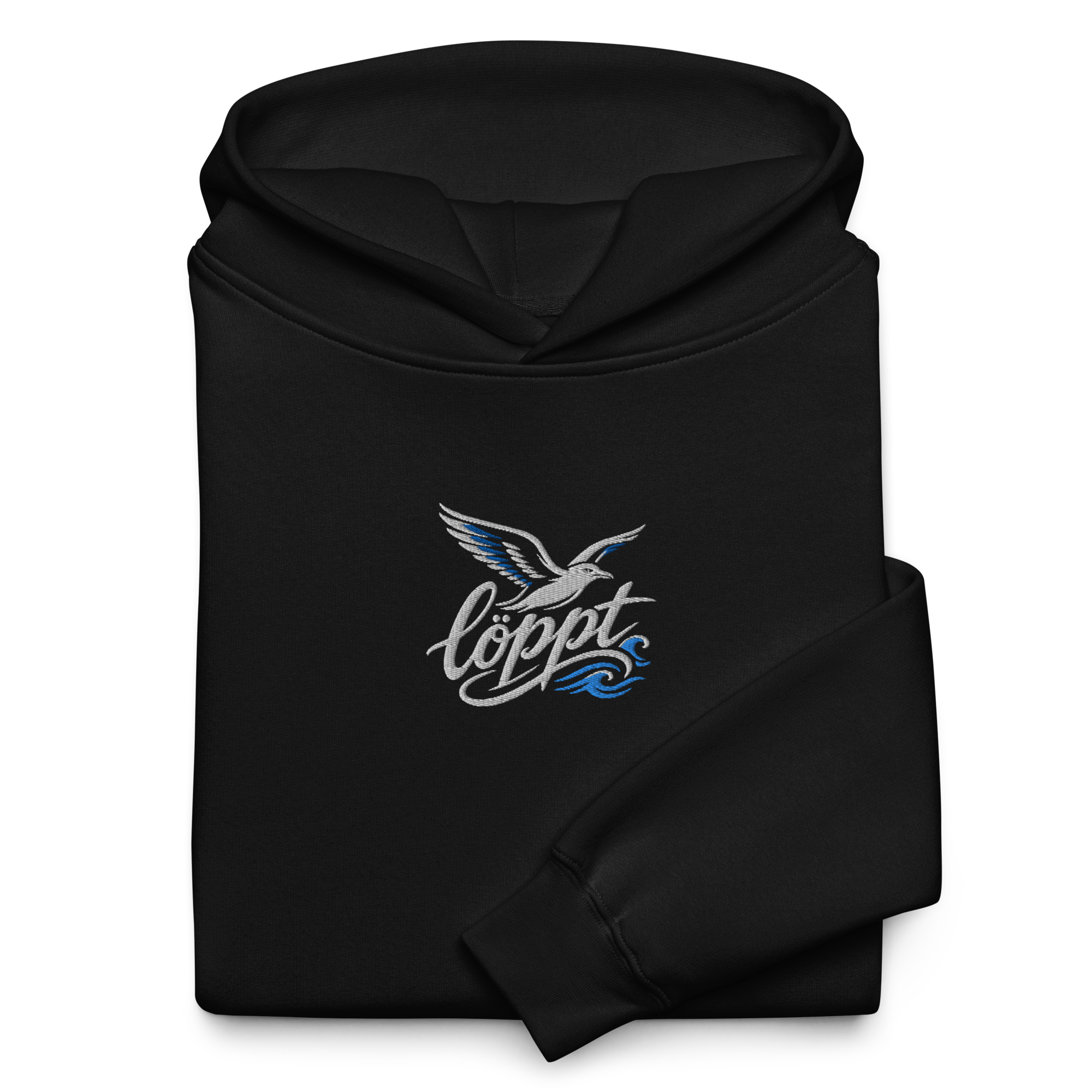 Hoodie "löppt" dunkel gestickt