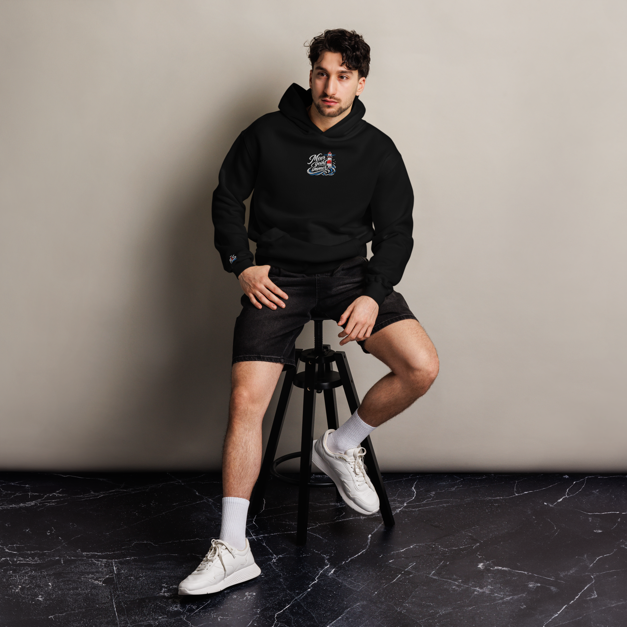 Hoodie "Meer geiht immer" hell gestickt