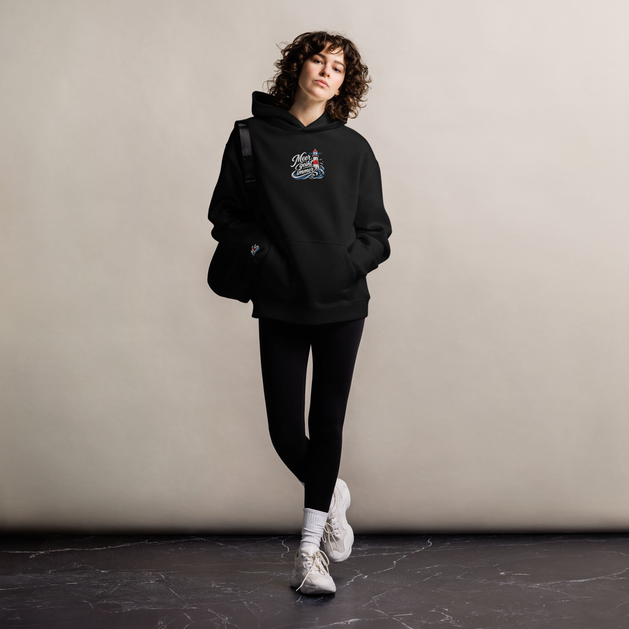 Hoodie "Meer geiht immer" hell gestickt
