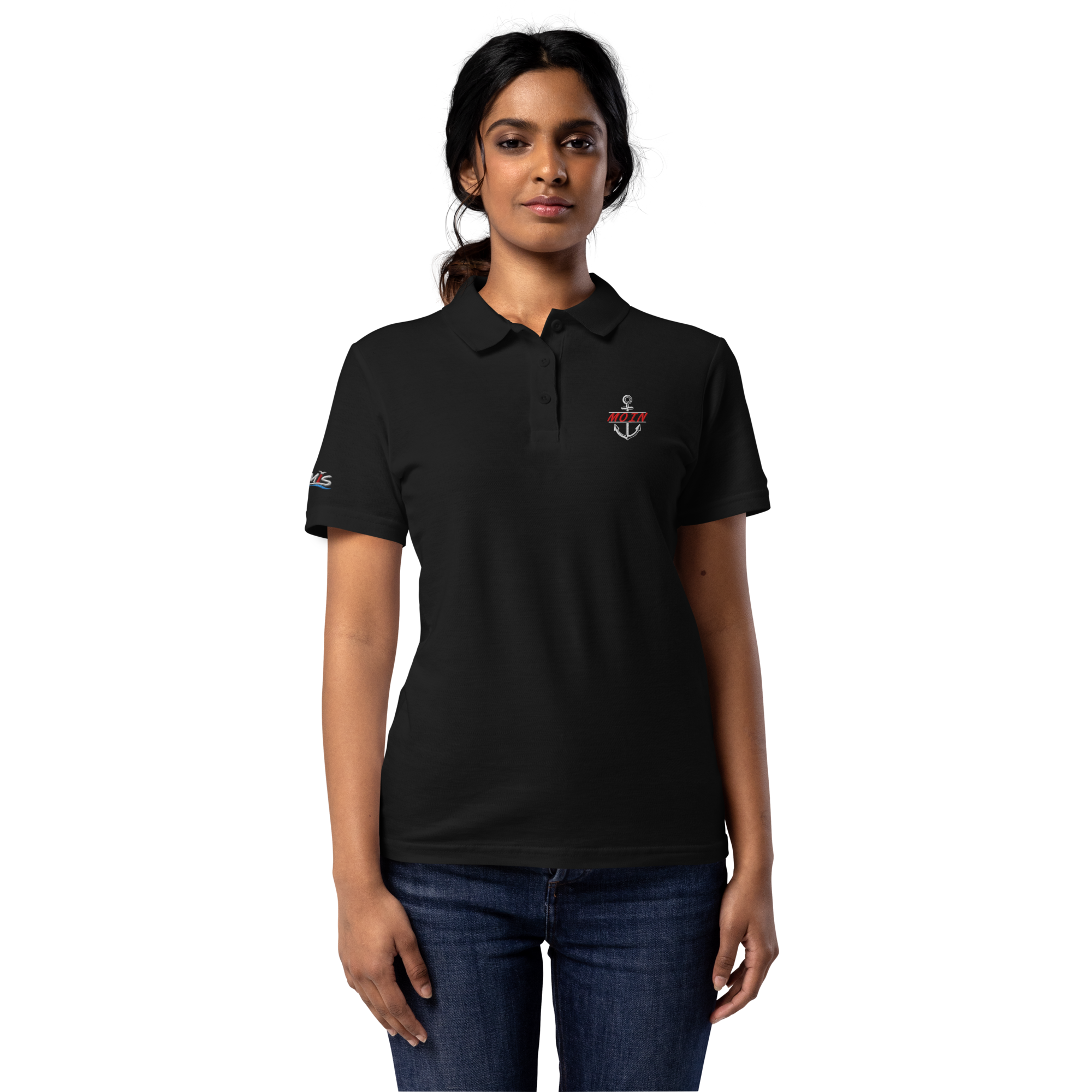 Women’s polo shirt "Moin im Anker R" gestickt