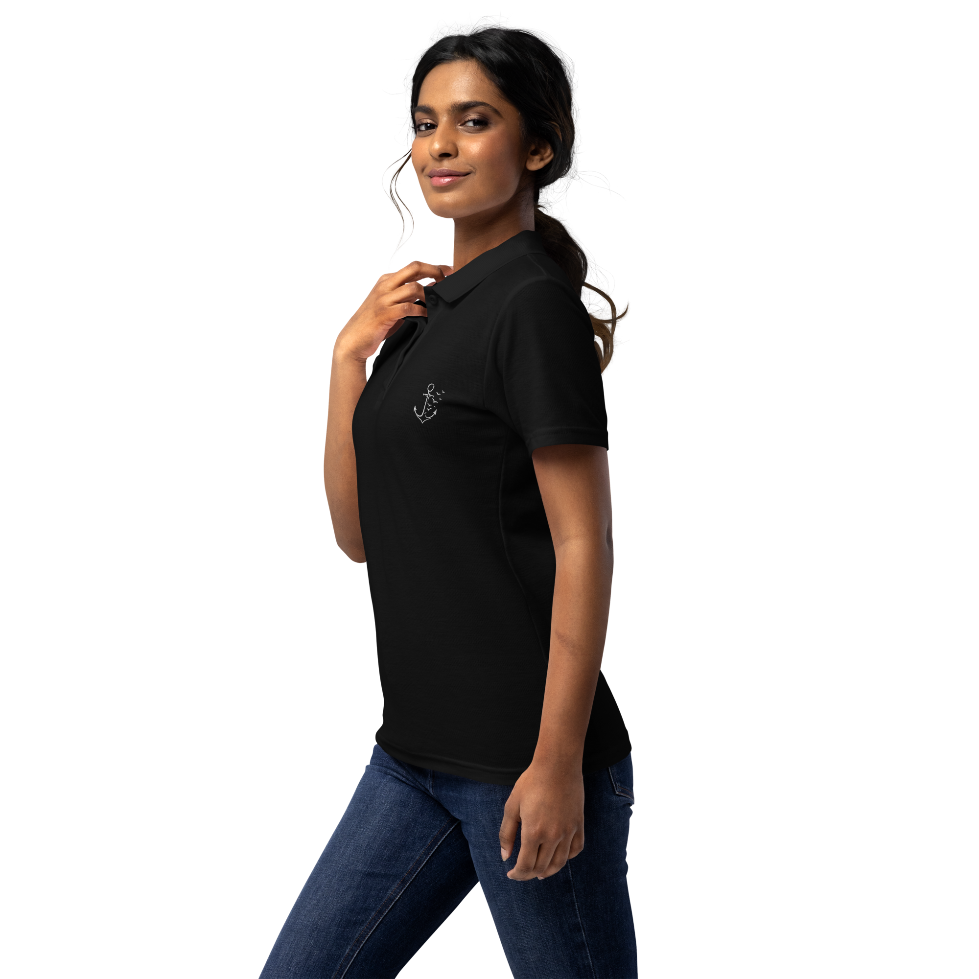 Women’s polo shirt "Möwenanker" gestickt
