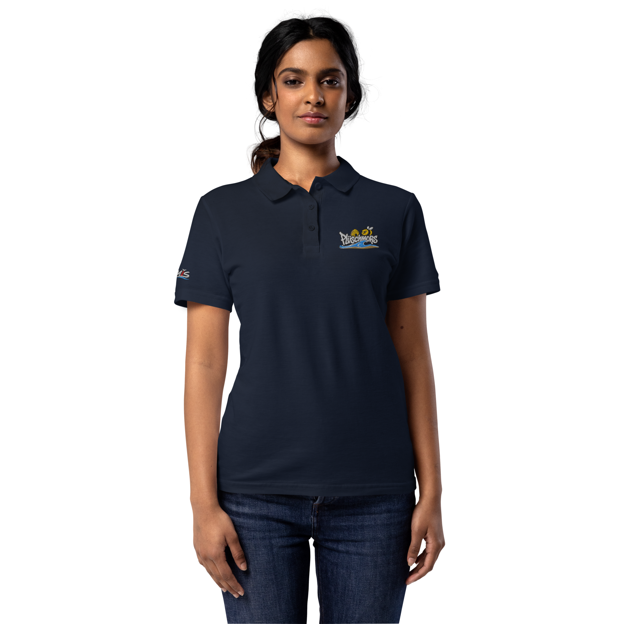 Women’s polo shirt "Plüschmors" gestickt