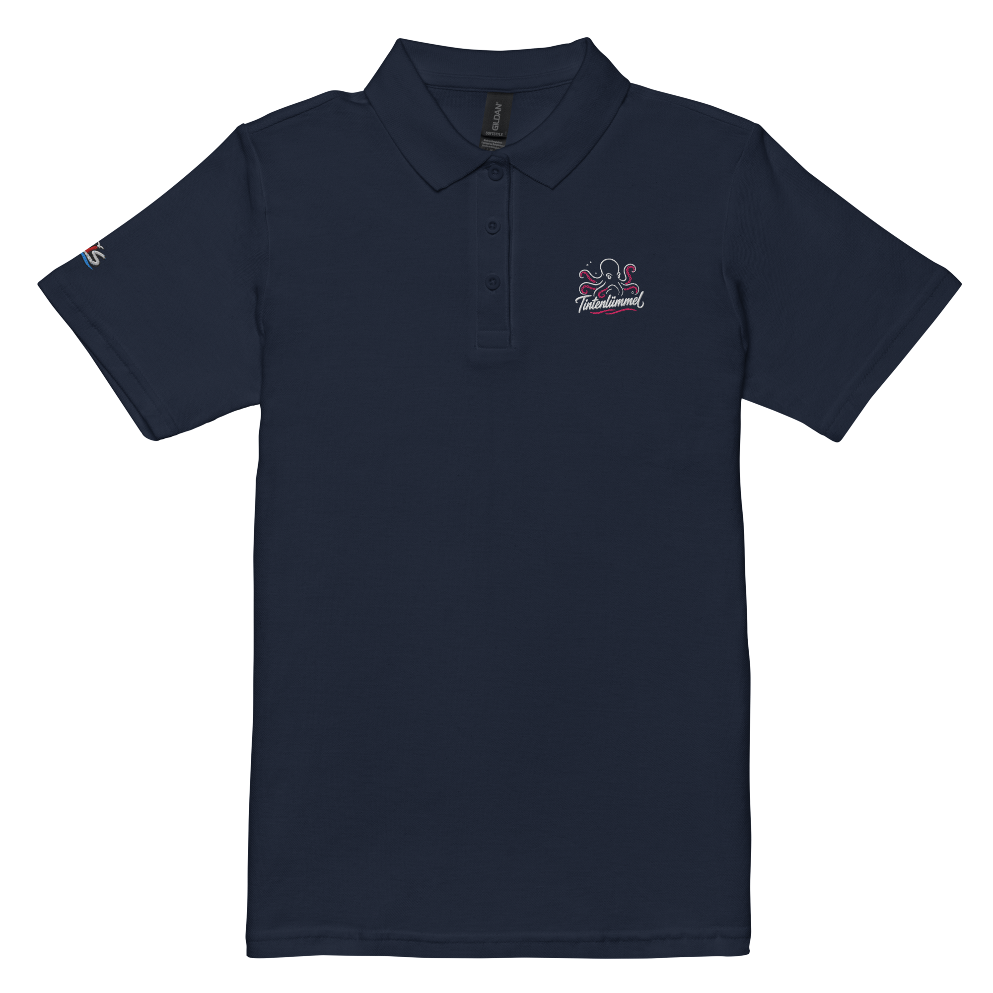 Women’s polo shirt "Tintenlümmel pink" gestickt