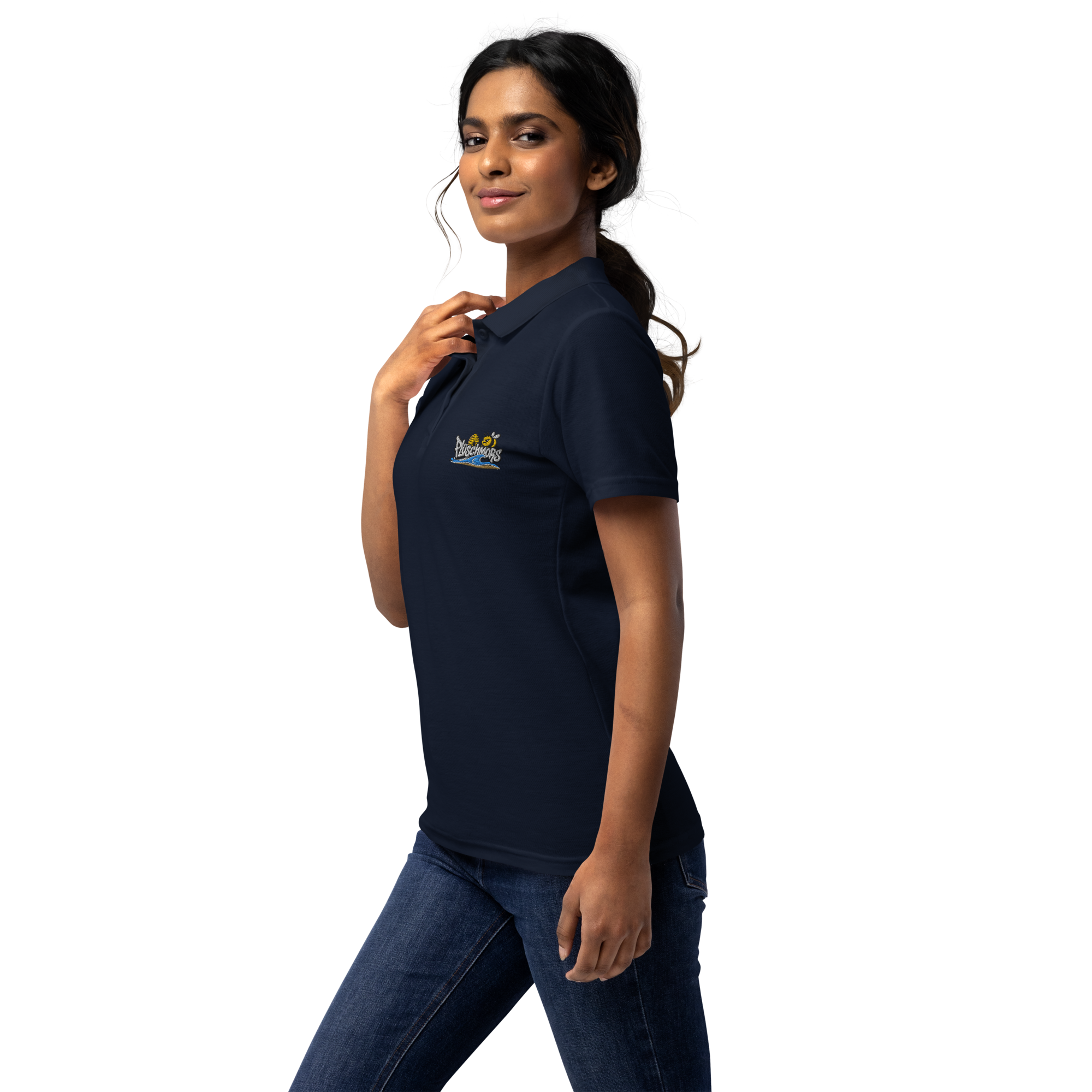 Women’s polo shirt "Plüschmors" gestickt