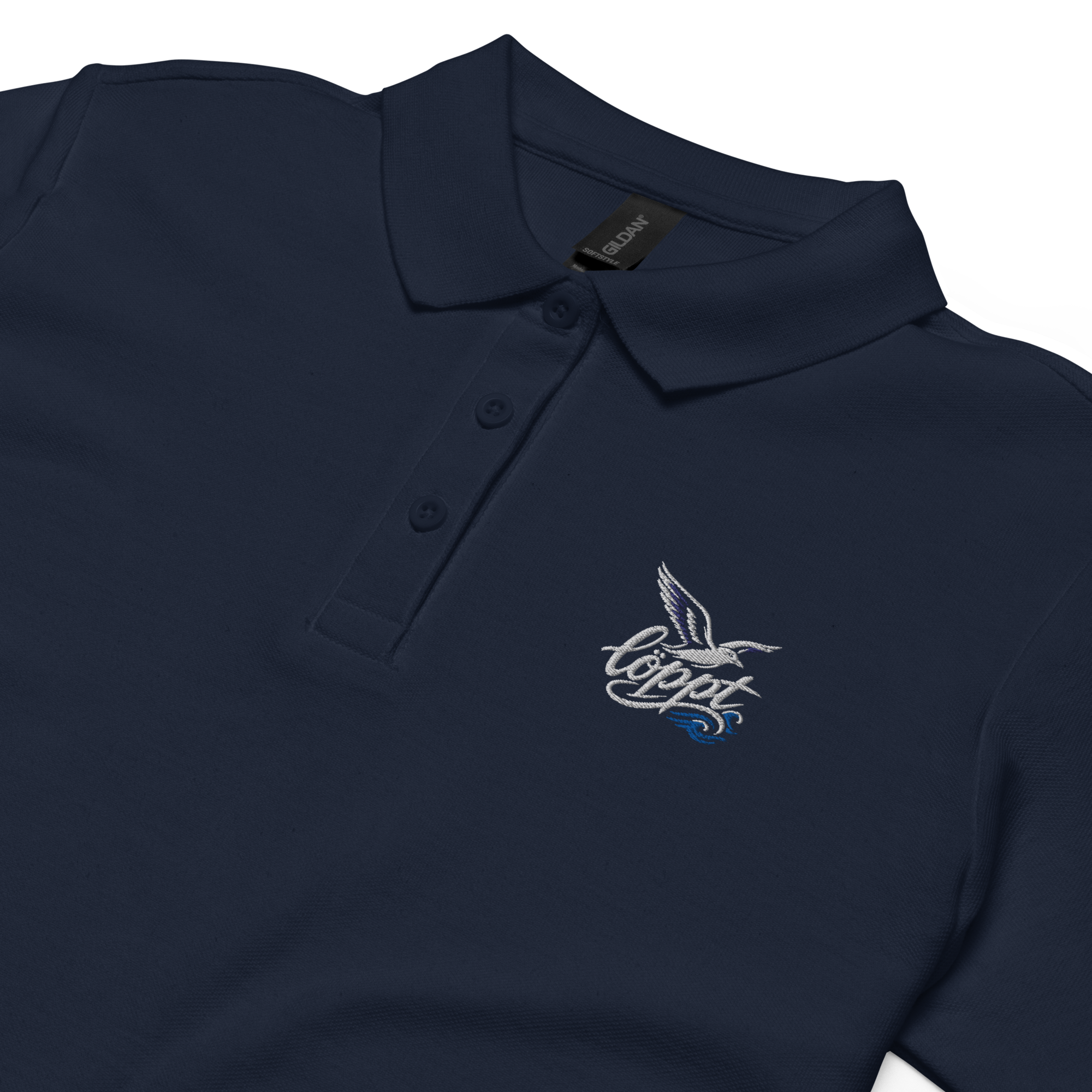 Women’s polo shirt "löppt" gestickt