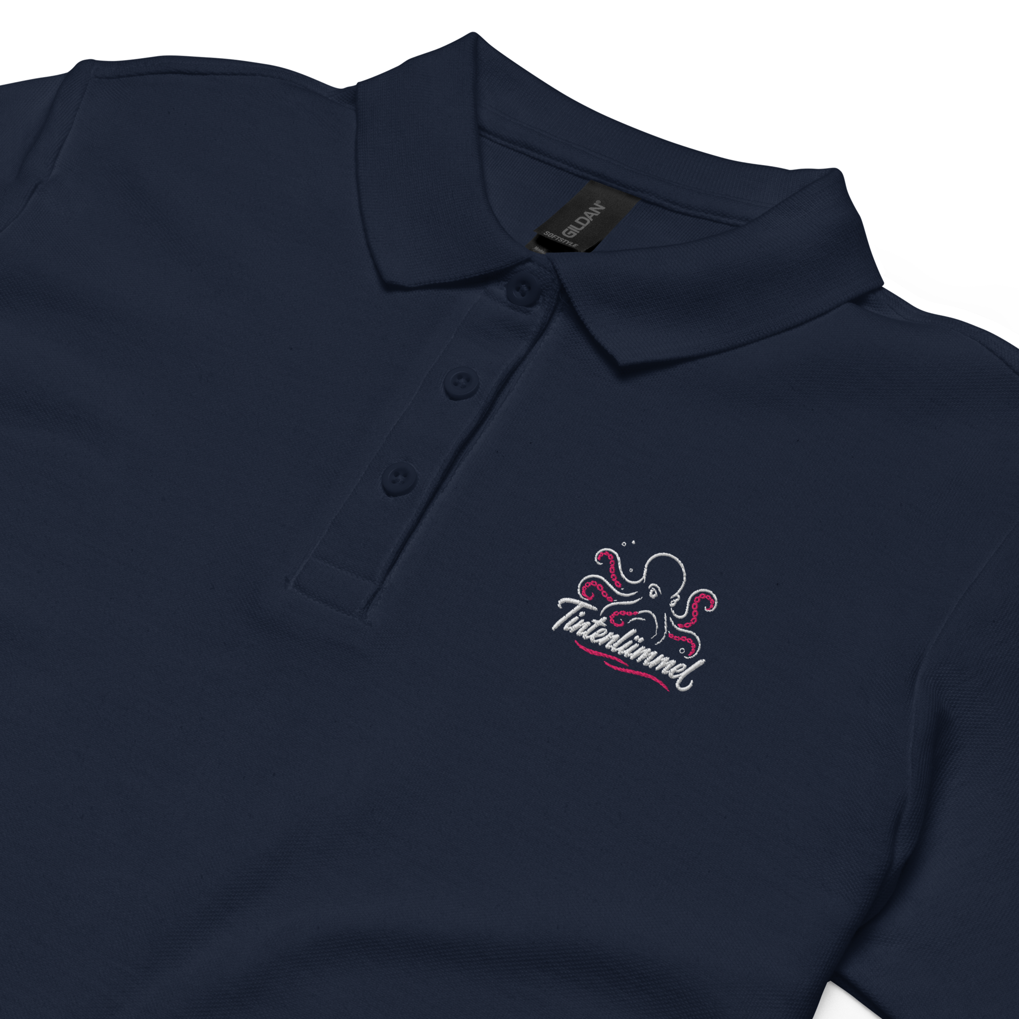 Women’s polo shirt "Tintenlümmel pink" gestickt