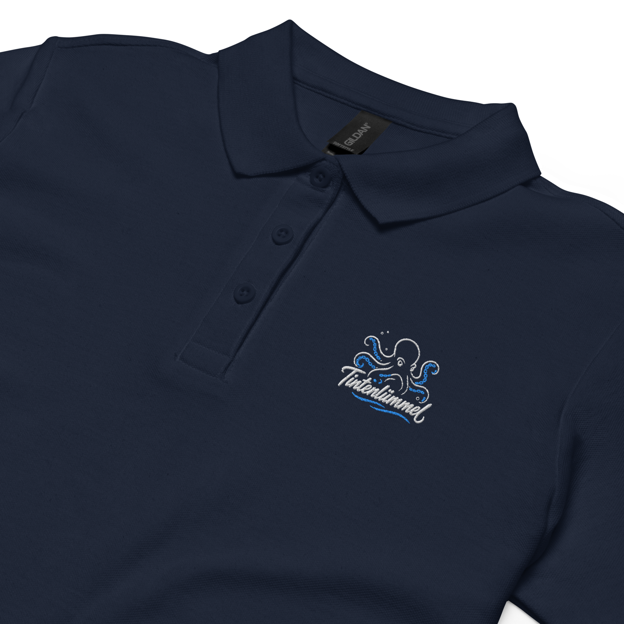 Women’s polo shirt "Tintenlümmel blau" gestickt