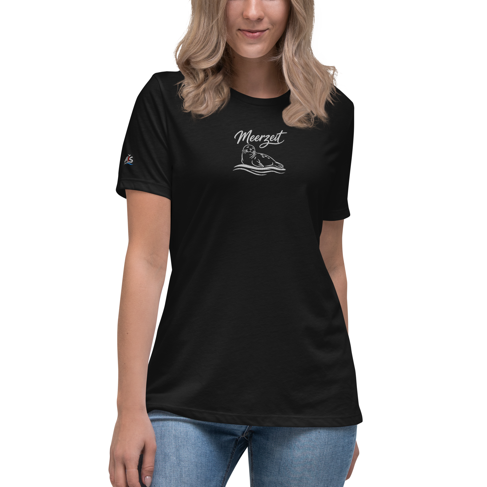 Women's Relaxed T-Shirt "Meerzeit" gestickt
