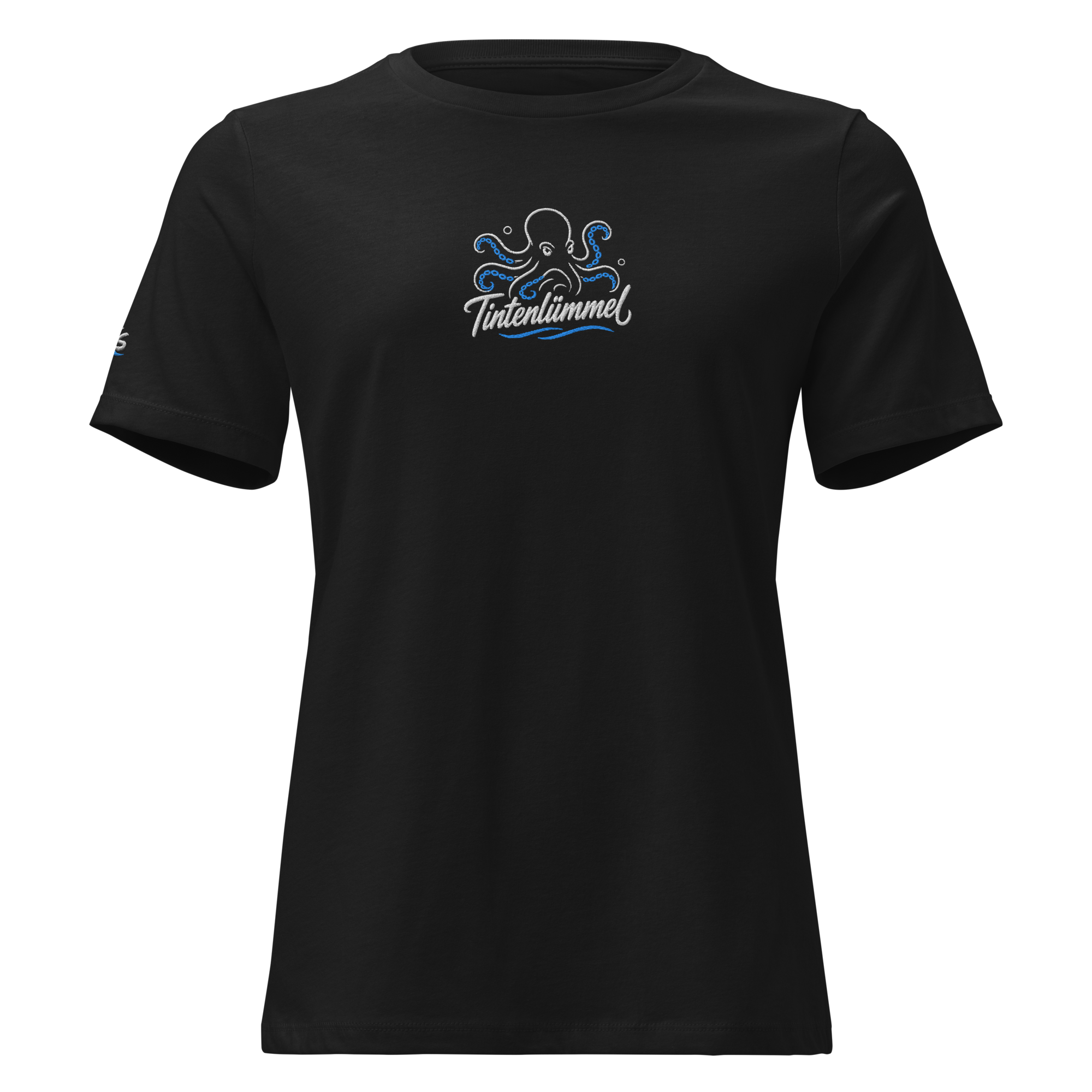 Women's Relaxed T-Shirt "Tintenlümmel blau" gestickt