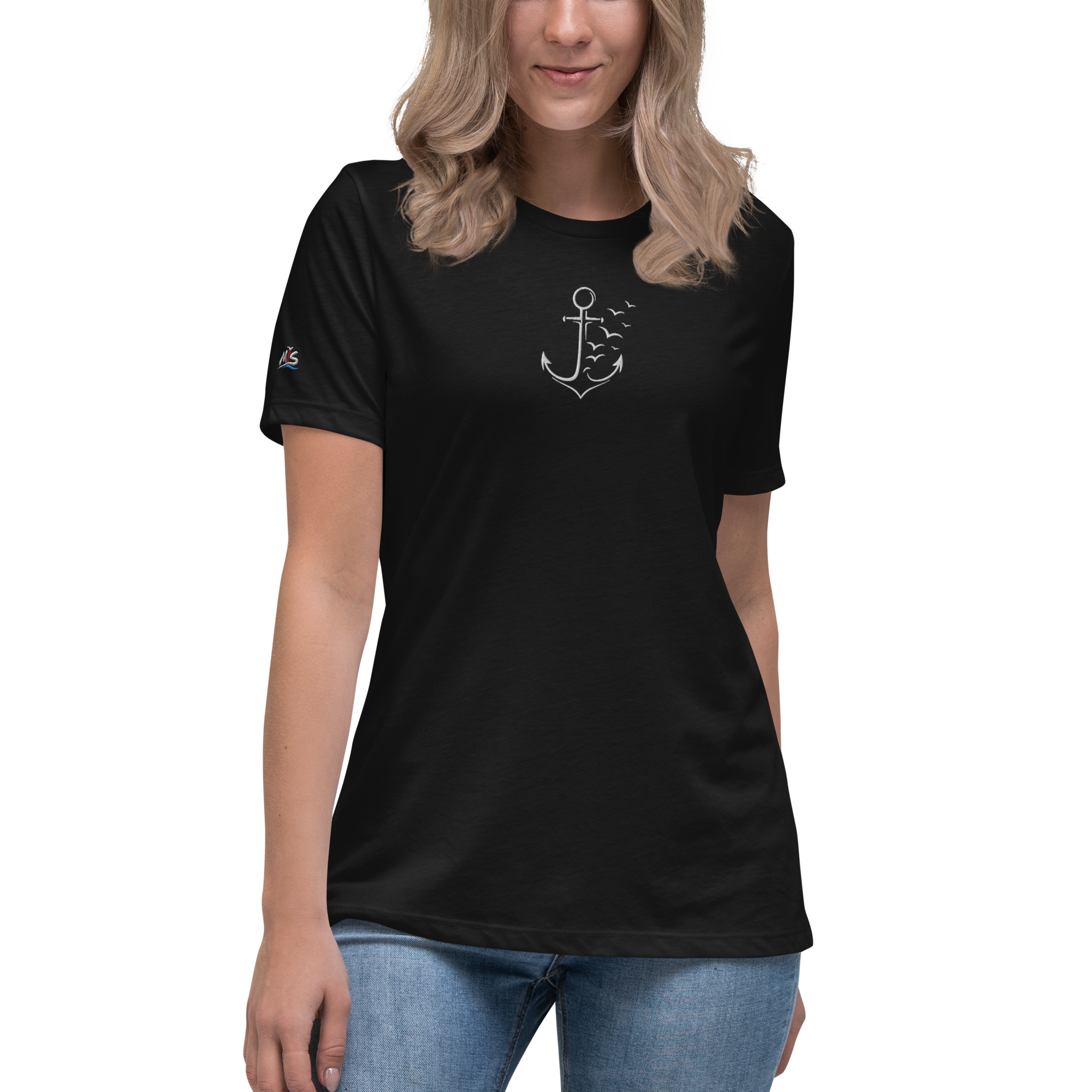 Women's Relaxed T-Shirt "Möwenanker" gestickt