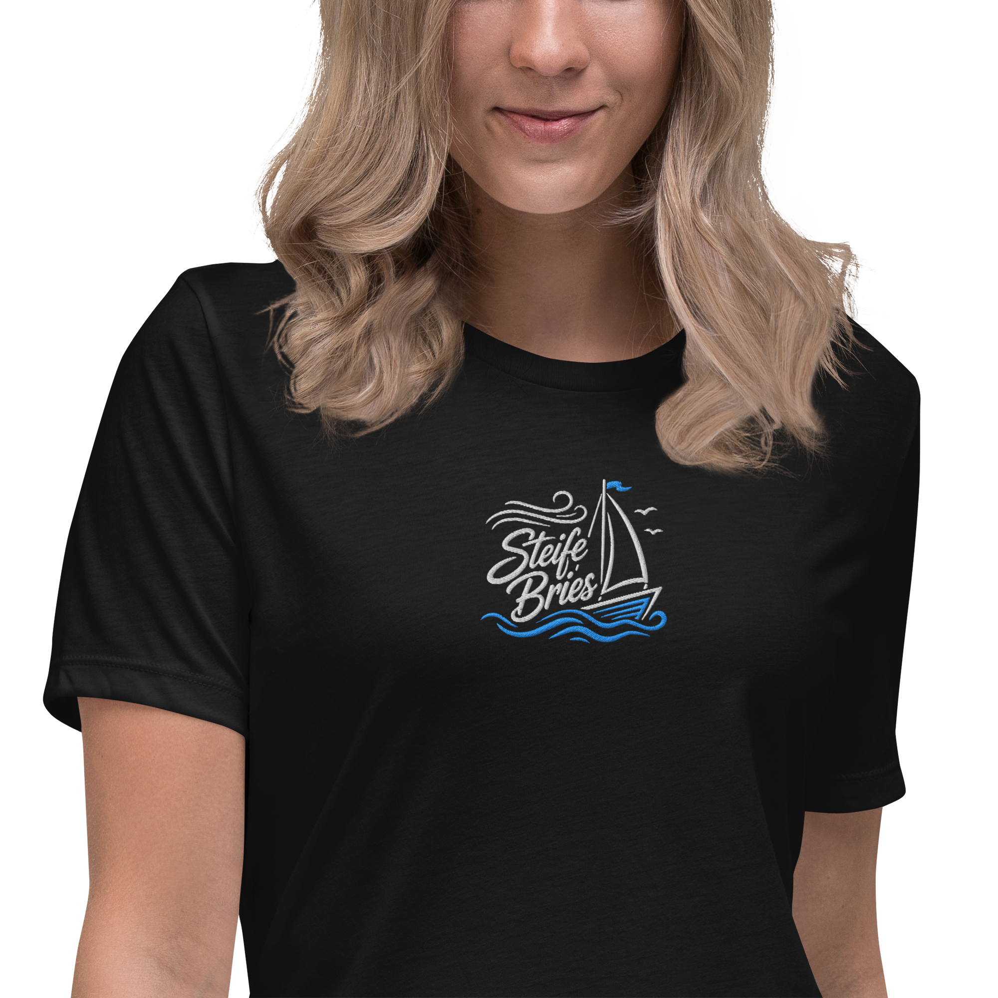 Women's Relaxed T-Shirt "Steife Bries" gestickt