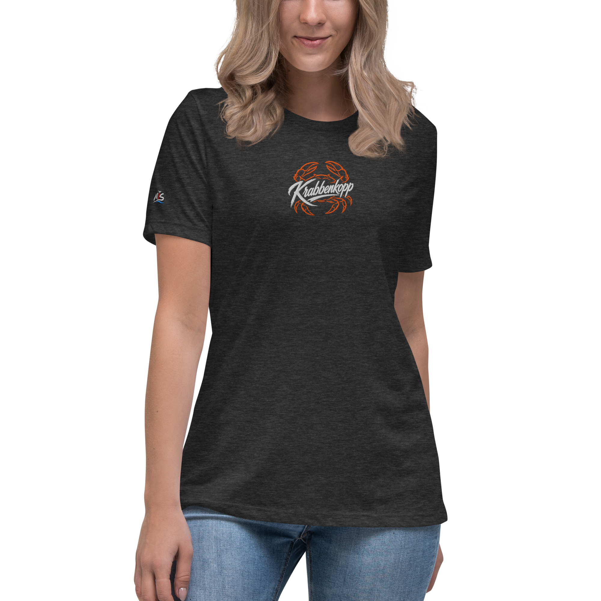 Women's Relaxed T-Shirt "Krabbenkopp" gestickt