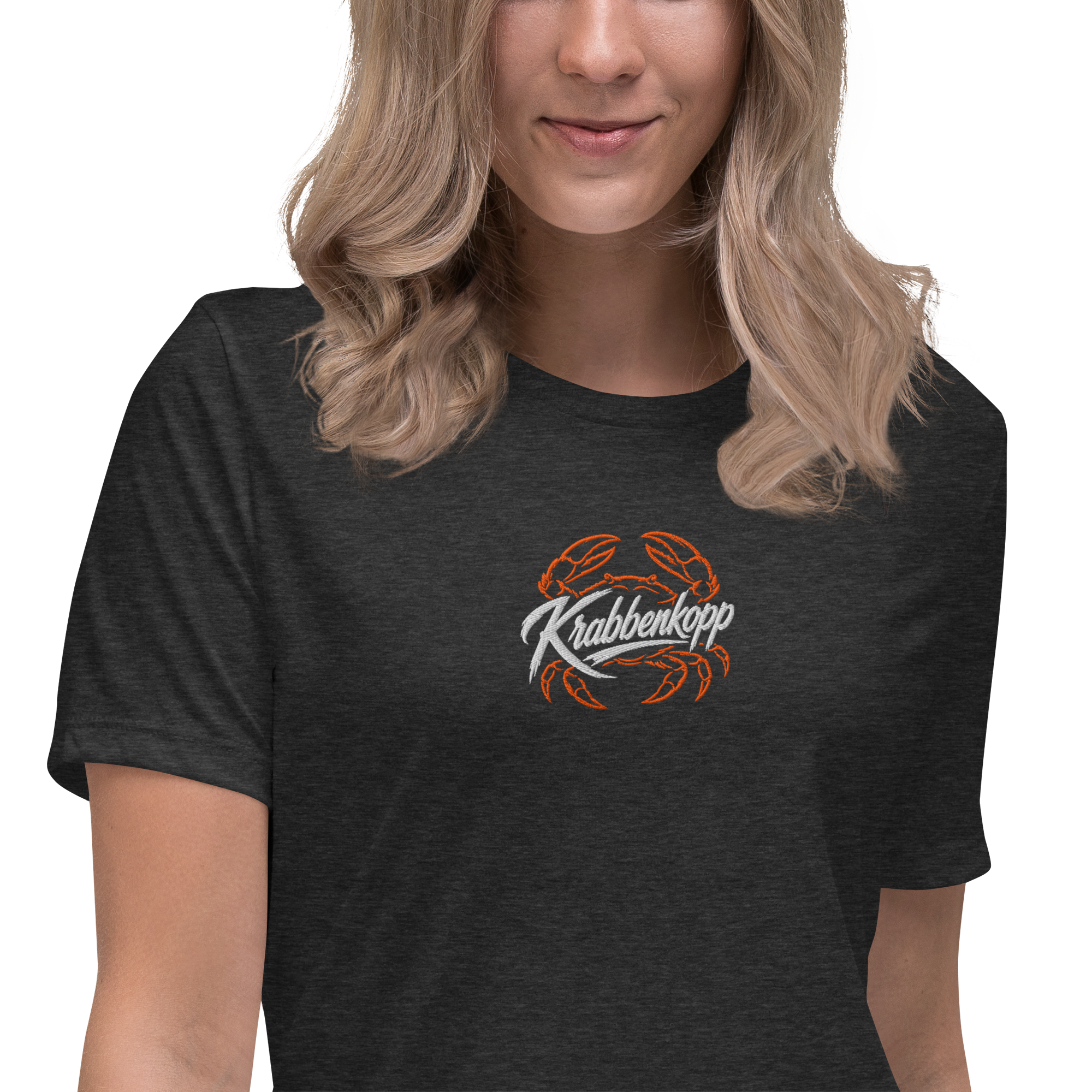 Women's Relaxed T-Shirt "Krabbenkopp" gestickt