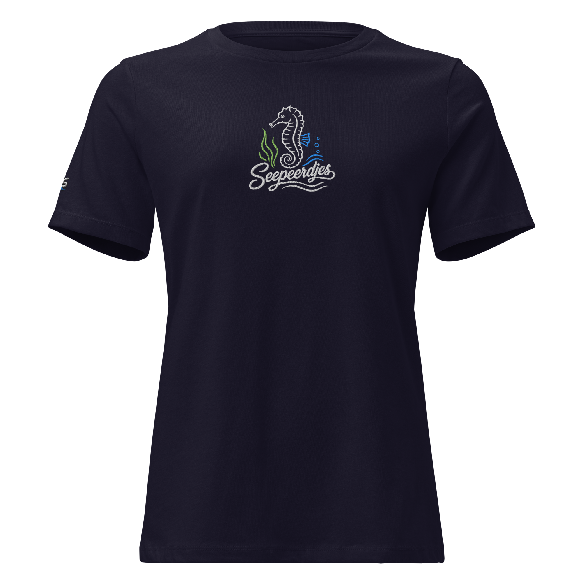 Women's Relaxed T-Shirt "Seepferd" gestickt