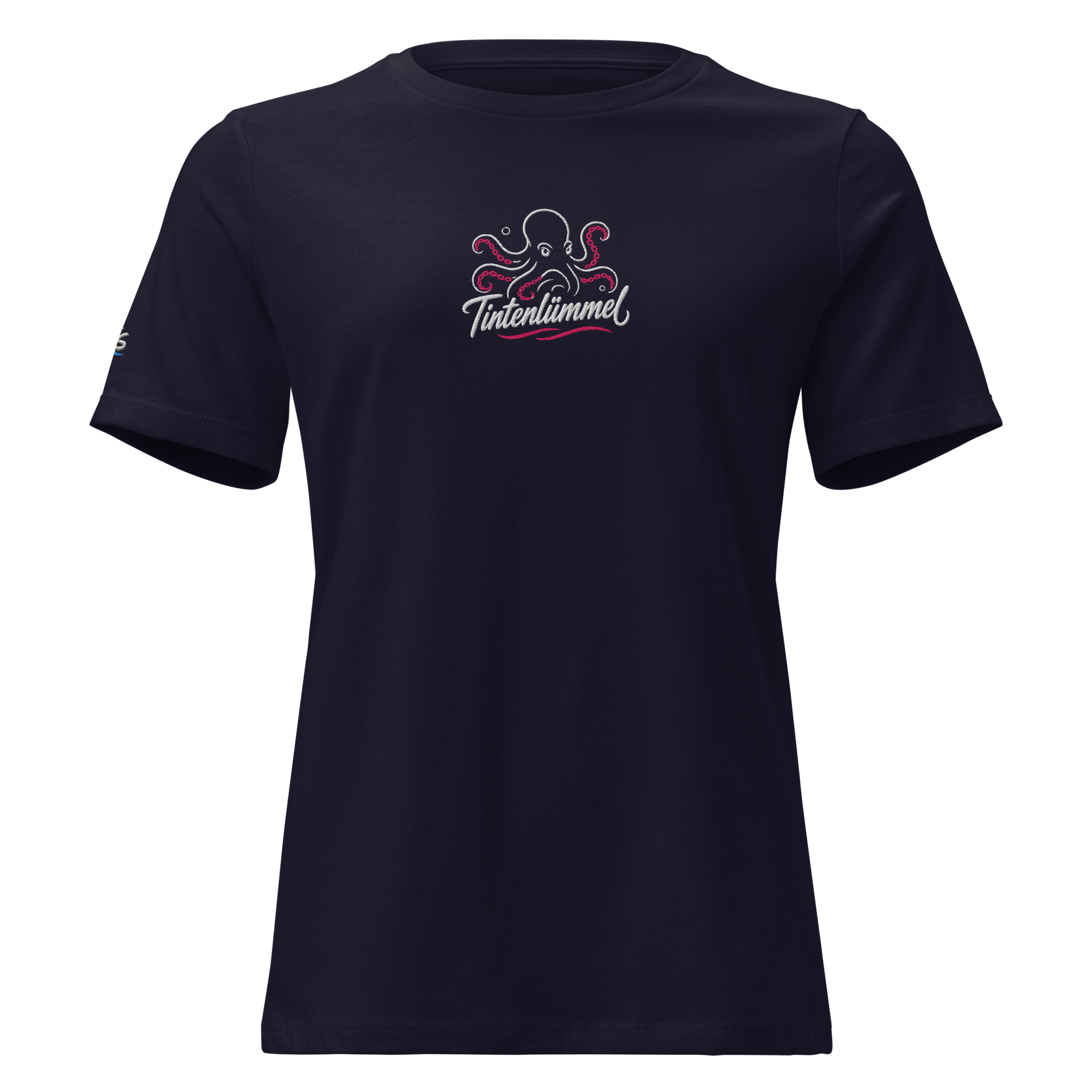 Women's Relaxed T-Shirt "Tintenlümmel pink" gestickt