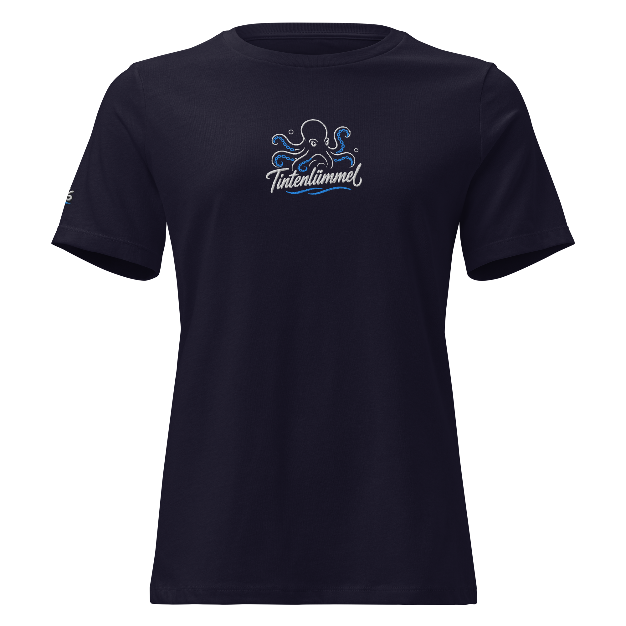 Women's Relaxed T-Shirt "Tintenlümmel blau" gestickt