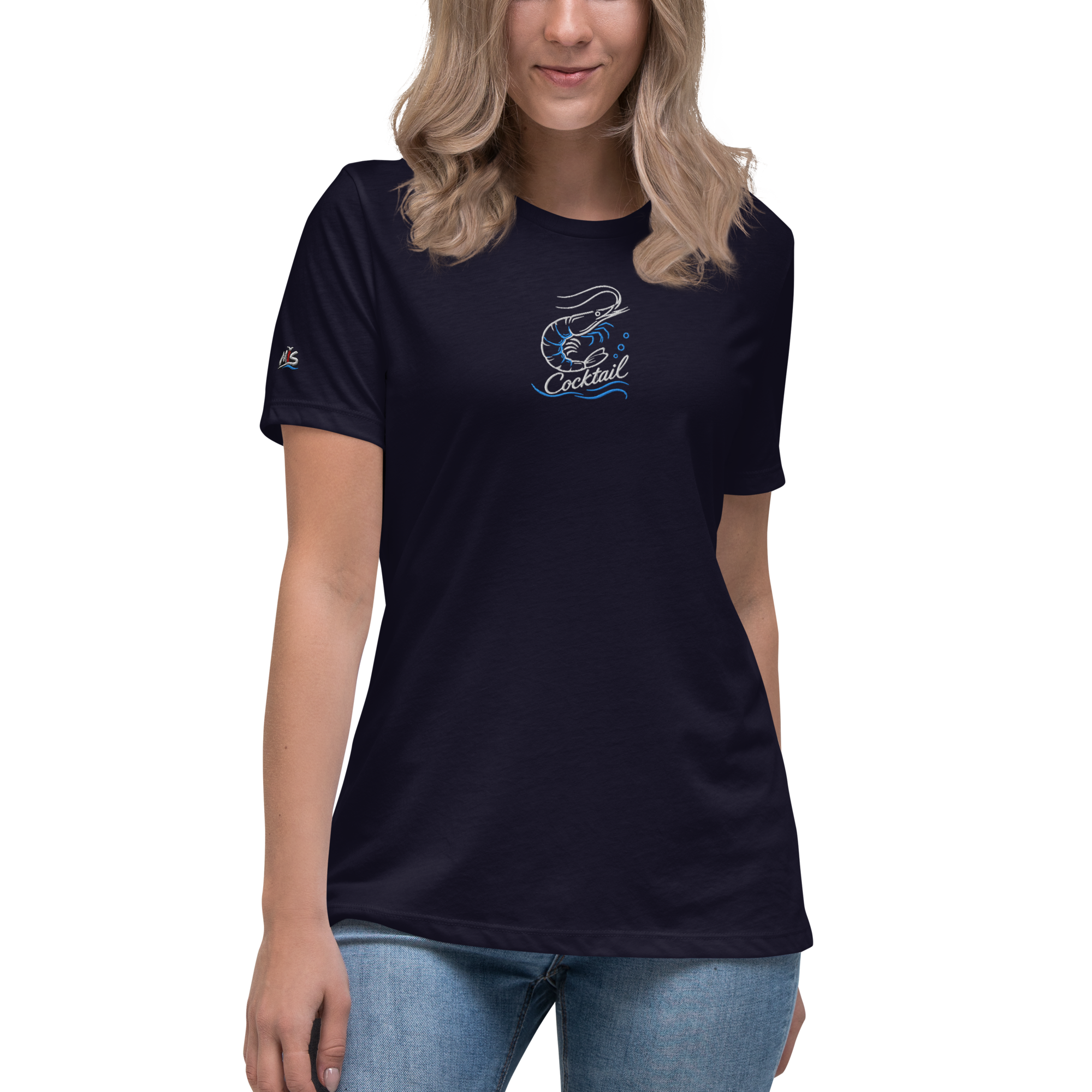Women's Relaxed T-Shirt "Scrimp-Cocktail" gestickt