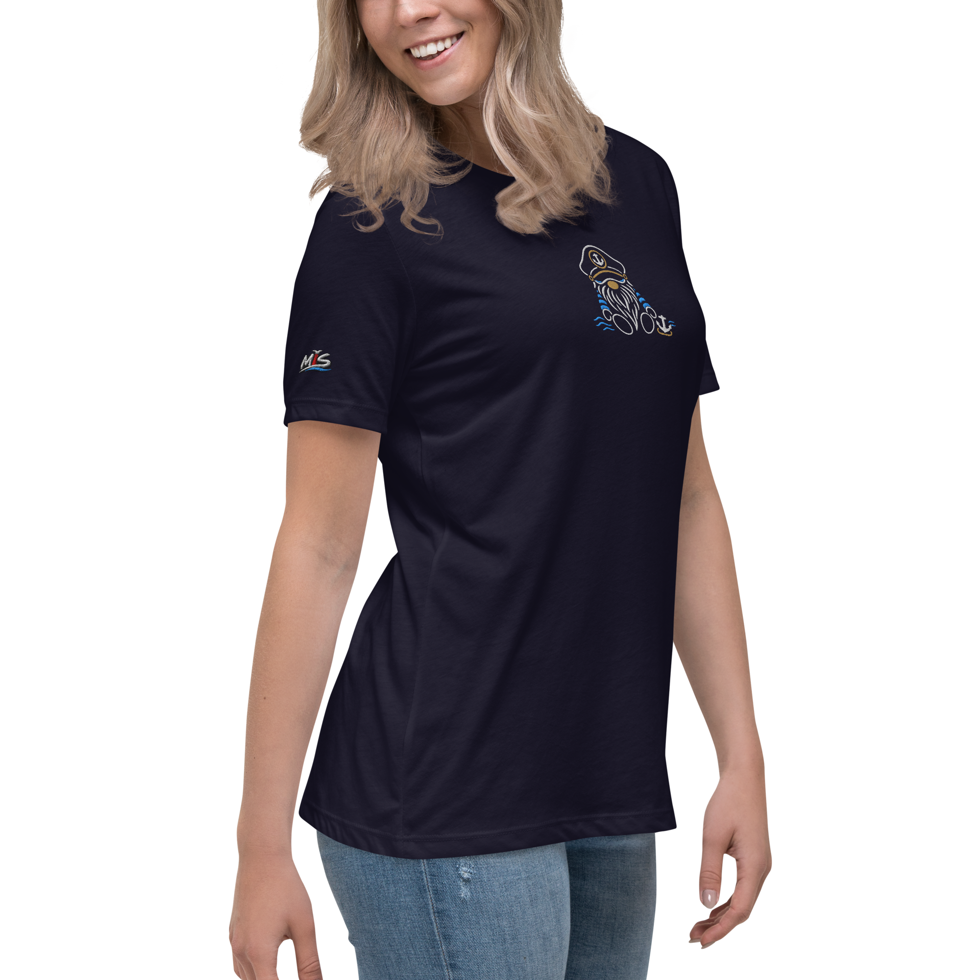 Women's Relaxed T-Shirt "Seemannswichtel" gestickt