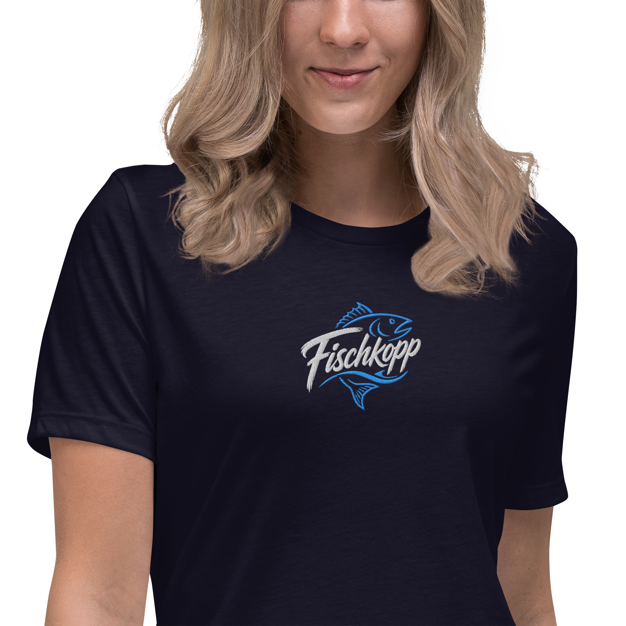 Women's Relaxed T-Shirt "Fischkopp" gestickt